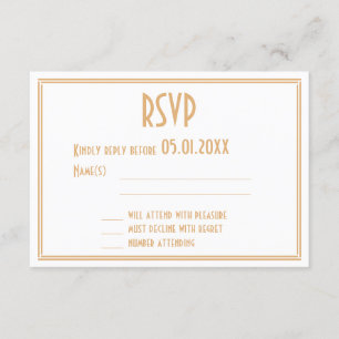 Art Deco Gold Schwarz Great Gatsby Hochzeit RSVP K Karte
