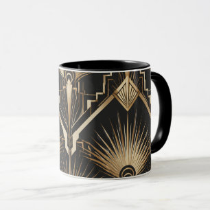 Art Deco Gold Schwarz Luxus Tasse Great Gatsby Sti