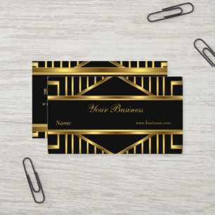 Art Deco Gold Schwarz Streifen Elegant Klassisch Visitenkarte