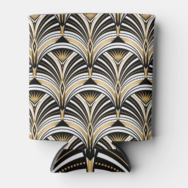 Art Deco Gold Schwarze Elegante Dosenkühler (Vorderseite)
