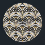 Art Deco Gold Schwarze Elegante Große Wanduhr<br><div class="desc">Art Deco Muster. Vintager goldfarbener Schwarz-weißer Hintergrund. Luxuriöses, nahtloses Dekor. Roaring zwanziger Motiv Art Deco Luxus-Muster in Gold, Schwarz und Weiß. Roaring 20er Eleganz. Mardi Gras-Geist in einer rautenförmig-gemusterten, lebendigen Dekoration. Kunst, Deko, Muster, Gold, 1920er Jahre, weiß, nahtlos, schwarz, rund, Ventilator, Fliesen, Blume, Hintergrund, abstrakt, Illustration, Textur, Dekor, Vintag, Blatt,...</div>