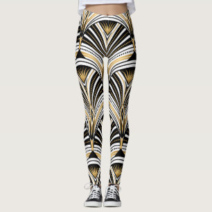 Art Deco Gold Schwarze Elegante Leggings