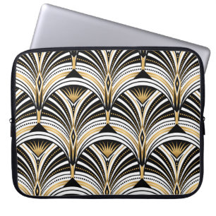 Art Deco Gold Schwarze Eleganz: Brüllende Zwanzige Laptopschutzhülle