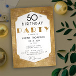 Art Deco Gold Sequins Elegante Chic Geburtstagspar Einladung<br><div class="desc">Eine schlichte, moderne, elegante und schicke Geburtstagsfeier-Einladung mit einem Hintergrund aus Goldsequinen, dem Wort PARTY aus Goldsequins (simuliert, nicht echte Sequins) und in der modernen Typografie sowie einem eleganten "Sequins"-Rahmen. Eine schicke Kunst Deko Geburtstagsgestaltung für eine Frau jeden Alters, am 21., 30., 35., 40., 50., 55., 60., 65., 70., 80....</div>