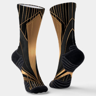 Art Deco Gold-Sonnenstrahl Luxus-Geometrie Socken
