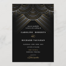 Art Deco Gold String Lights Einladung Hochzeit