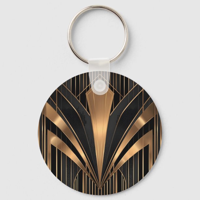 Art Deco Gold Sunburst Luxury Geometry Schlüsselanhänger (Vorderseite)