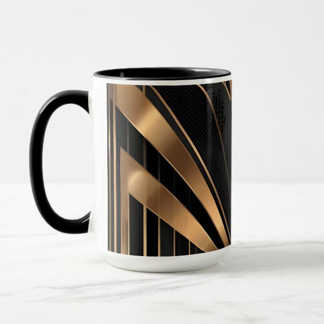 Art Deco Gold Sunburst Luxury Geometry Tasse (Links)