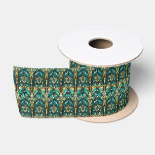 Art Deco Gold & Teal Satinband