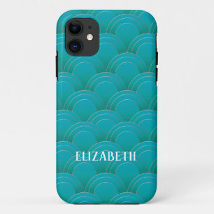 Art Deco Gold Turquoise Name Personalisiert Case-Mate iPhone Hülle