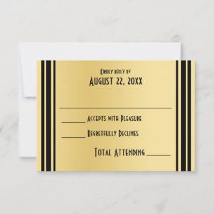 Art Deco Gold und Black Wedding Response RSVP Karte