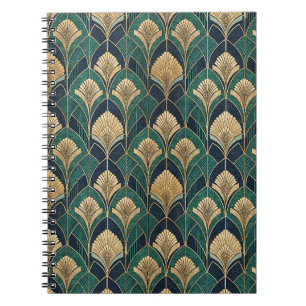 Art Deco Gold- und Türkis abstrakt geometrisches M Notizblock