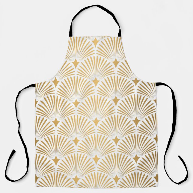 Art Déco: Gold-Weiß-Eleganz. Schürze (Vorderseite)