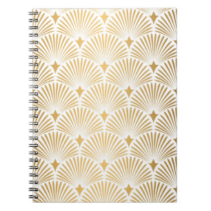 Art Deco: Gold-Weiße Eleganz. Notizblock