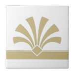 Art Deco Gold White Geometric Blume Element 06 Fliese<br><div class="desc">Elegante Imitate Gold Art Deko Stil geometrische Blume Element schmücken auf einem weißen Hintergrund dekorative Keramik Fliesen. Bitte beachten Sie,  dass die Goldfarbe hier ein flacher,  beigefarbener Farbdruck ist und keine Goldfarbe oder -folie ist. Das elegante Design ist perfekt für ein Vintages Interieur im Deko Retro-Stil.</div>