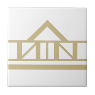 Art Deco Gold White Simple Geometric Border 02 Fliese