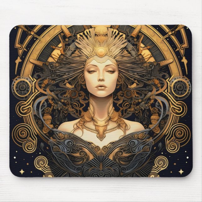 Art Deco Gold Woman Mousepad (Vorne)