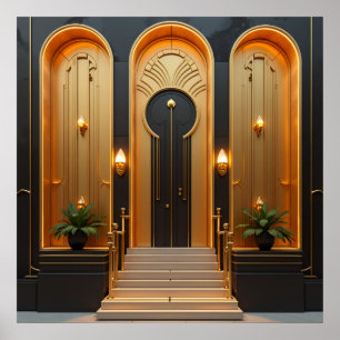 Art Deco Golden Door Entrance Luxusposter Poster