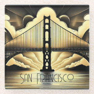 Art Deco Golden Gate Brücke Glasuntersetzer