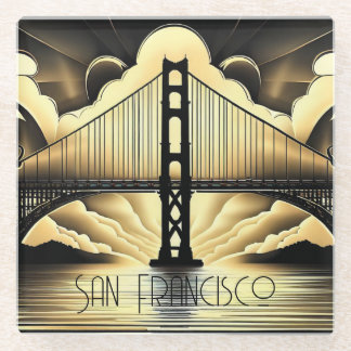 Art Deco Golden Gate Brücke Glasuntersetzer