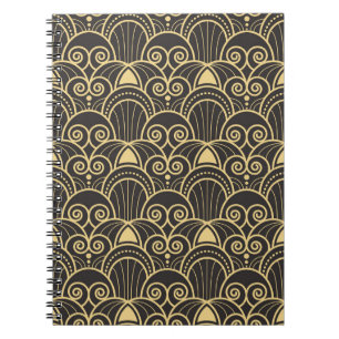 Art Deco: Golden geometrische Fliesen. Notizblock