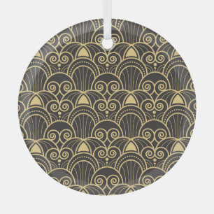 Art Deco: Golden geometrische Fliesen. Ornament Aus Glas