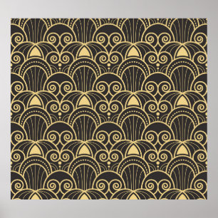 Art Deco: Golden geometrische Fliesen. Poster
