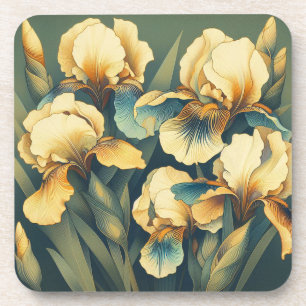 Art Deco Golden Iris Hartplastik-Untersetzer-Set Getränkeuntersetzer