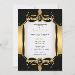 Art Deco Golden Schwarz-weiß Pearl Einladung