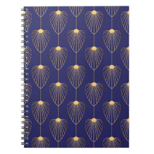 Art Deco goldene Blumen: elegant. Notizblock