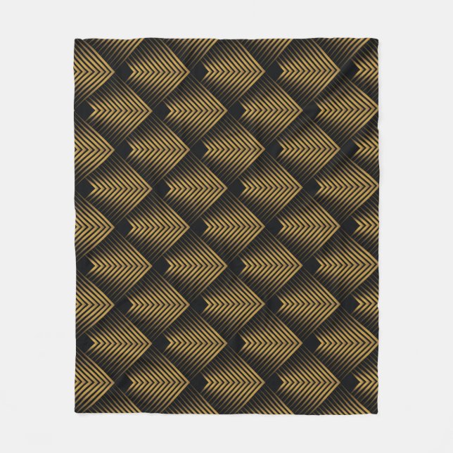 Art Déco: Goldene Quadrate, Ecktapete. Fleecedecke (Vorderseite)