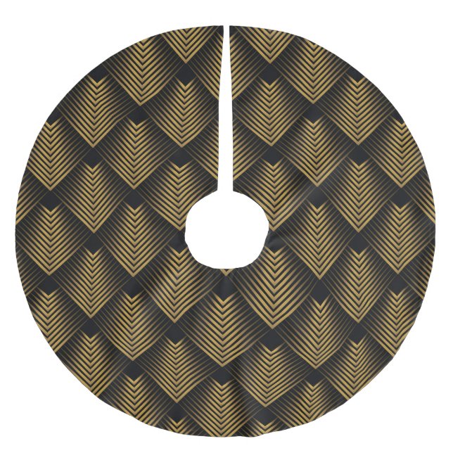 Art Déco: Goldene Quadrate, Ecktapete. Polyester Weihnachtsbaumdecke (Vorderseite)
