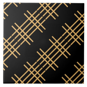 Art Deco Goldene Streifen auf der schwarzen Seite Fliese