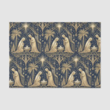 Art Deco Goldene Weihnachtsmuster auf Navyblau