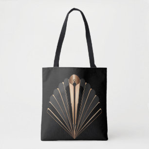 Art Deco Goldener Fächer Geometrische Eleganz Tasche