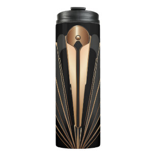 Art Deco Goldener Fächer Geometrische Eleganz Thermosbecher