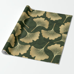 Art Deco Goldenes Botanisches Muster Geschenkpapier