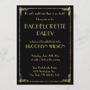Art Deco Goldfolie Junggesellinnenabschied Einladu Einladung