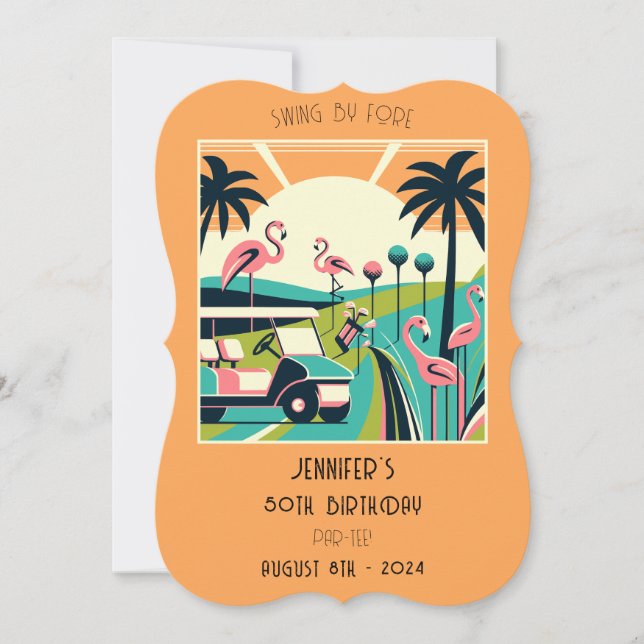 Art Déco Golf 50e anniversaire Invitation de fête (Devant)