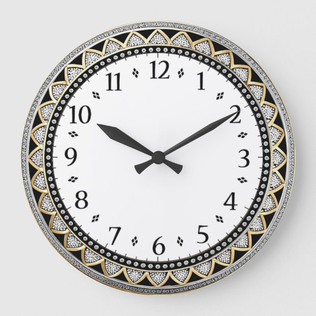 Art Deco Grau Große Wanduhr (Vorderseite)