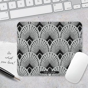 Art Deco Grau im Gatsby-Stil Elegantes Pfauenmuste Mousepad