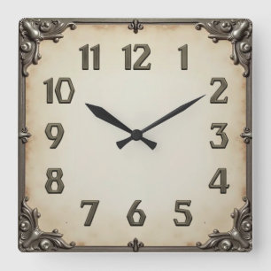 Art Deco Grau Quadratische Wanduhr