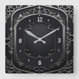 Art Deco Grau Quadratische Wanduhr