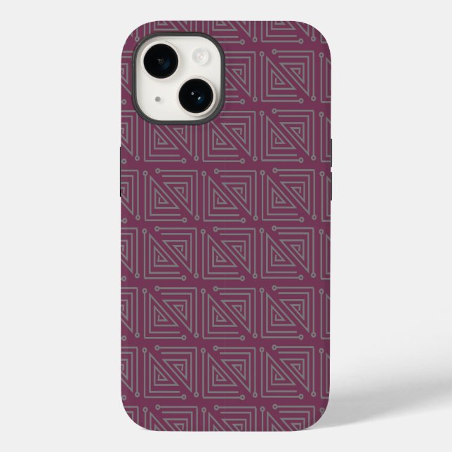 Art Deco Gray Mazes Case-Mate iPhone 14 Hülle (Rückseite)