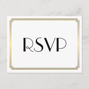 Art Deco Great Gatsby Gold Wedding RSVP Postkarten