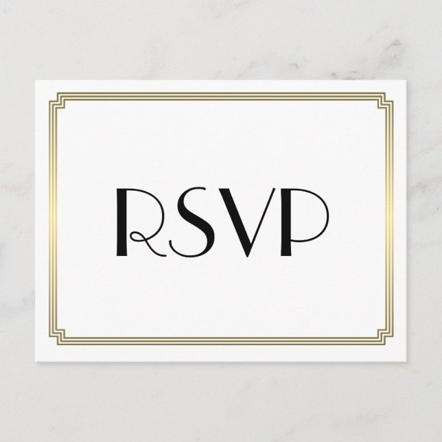 Art Deco Great Gatsby Gold Wedding RSVP Postkarten (Vorderseite)