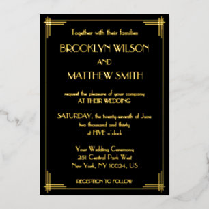 Art Deco Great Gatsby Hochzeit Gold Folieneinladung