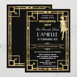 Art Deco Great Gatsby Roaring 20 s 30. Geburtstag Einladung