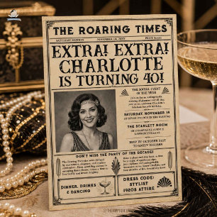 Art Deco Great Gatsby Roaring 20er-Jahre-Zeitung Einladung