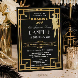 Art Deco Great Gatsby Roaring 20s 30. Geburtstag Einladung